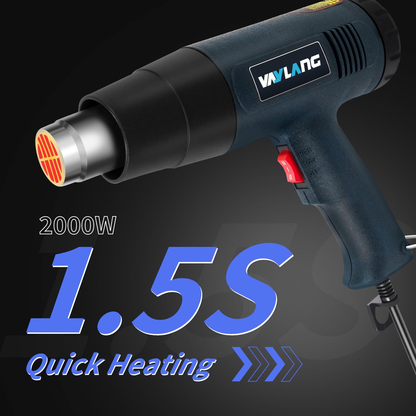 Heat Gun 1800W 122℉-1202℉（50℃- 650℃）Fast Heating Heavy Duty Hot Air Gun Kit Variable Temperature Control