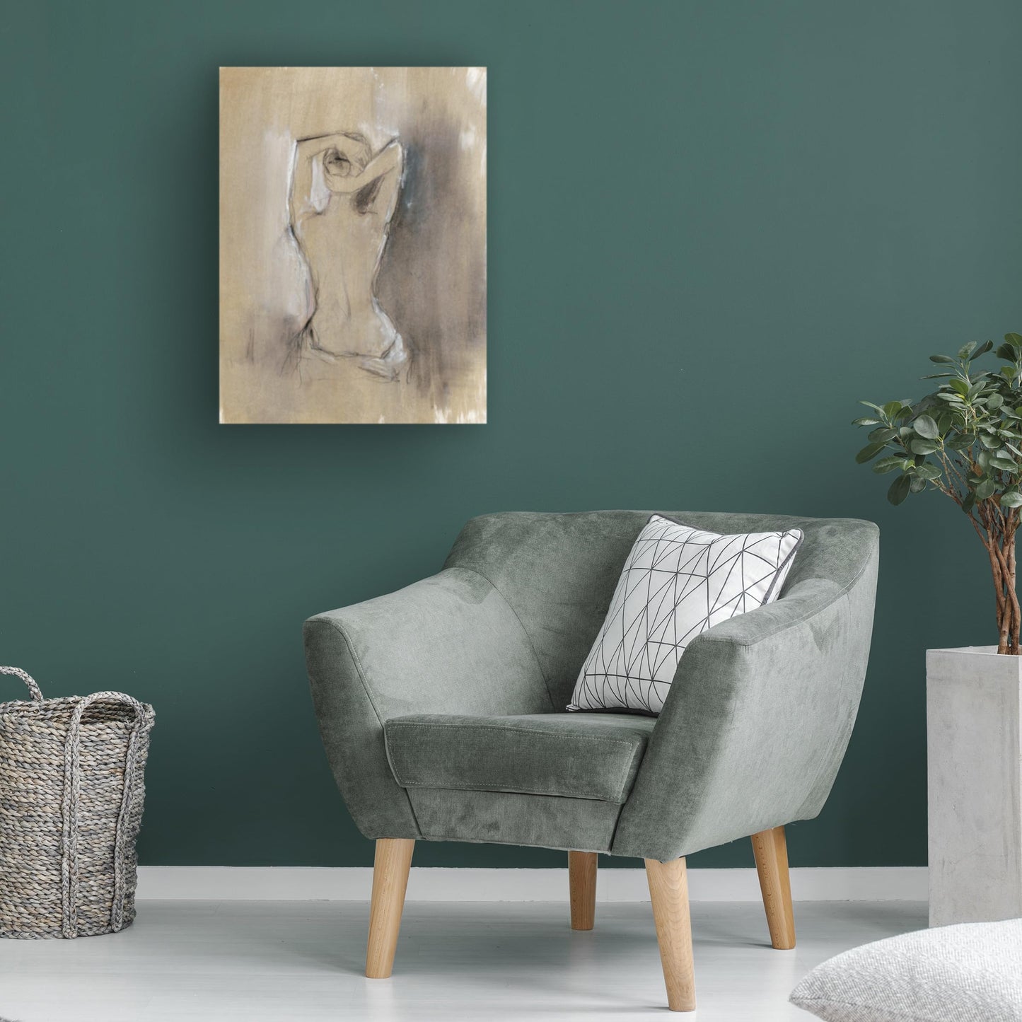 Wrapped Canvas Wall Art - Ethan Harper 'Contemporary Draped Figure I' Wall Art for Living Room, Bedroom, or Office Décor - 18x24