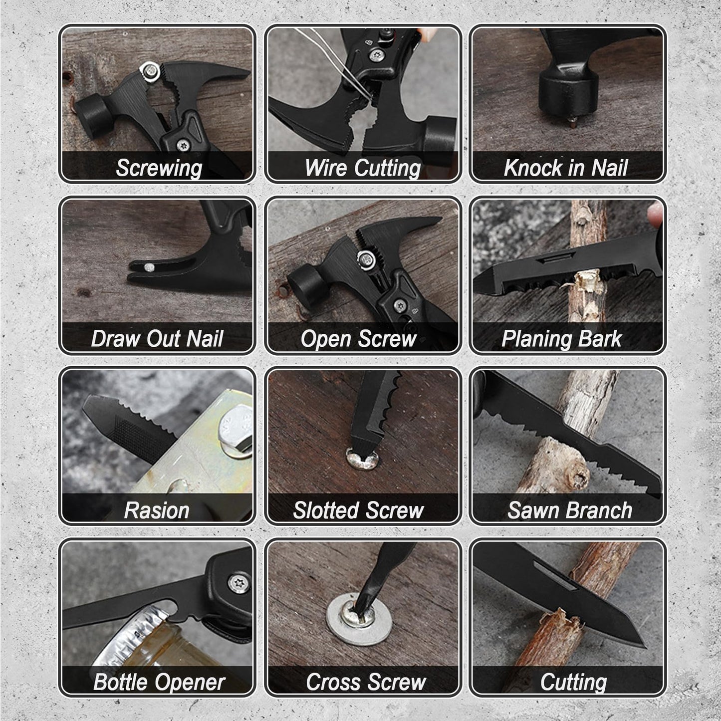 Unique Gift, Pocket Knife Multitool, Hammer 12-in-1, Folding Knife, Outdoor Survival Gear, Camping Multi-tool, Pliers, Knives, Saw, Screwdriver, with dual safety locks, with Nylon Sheath