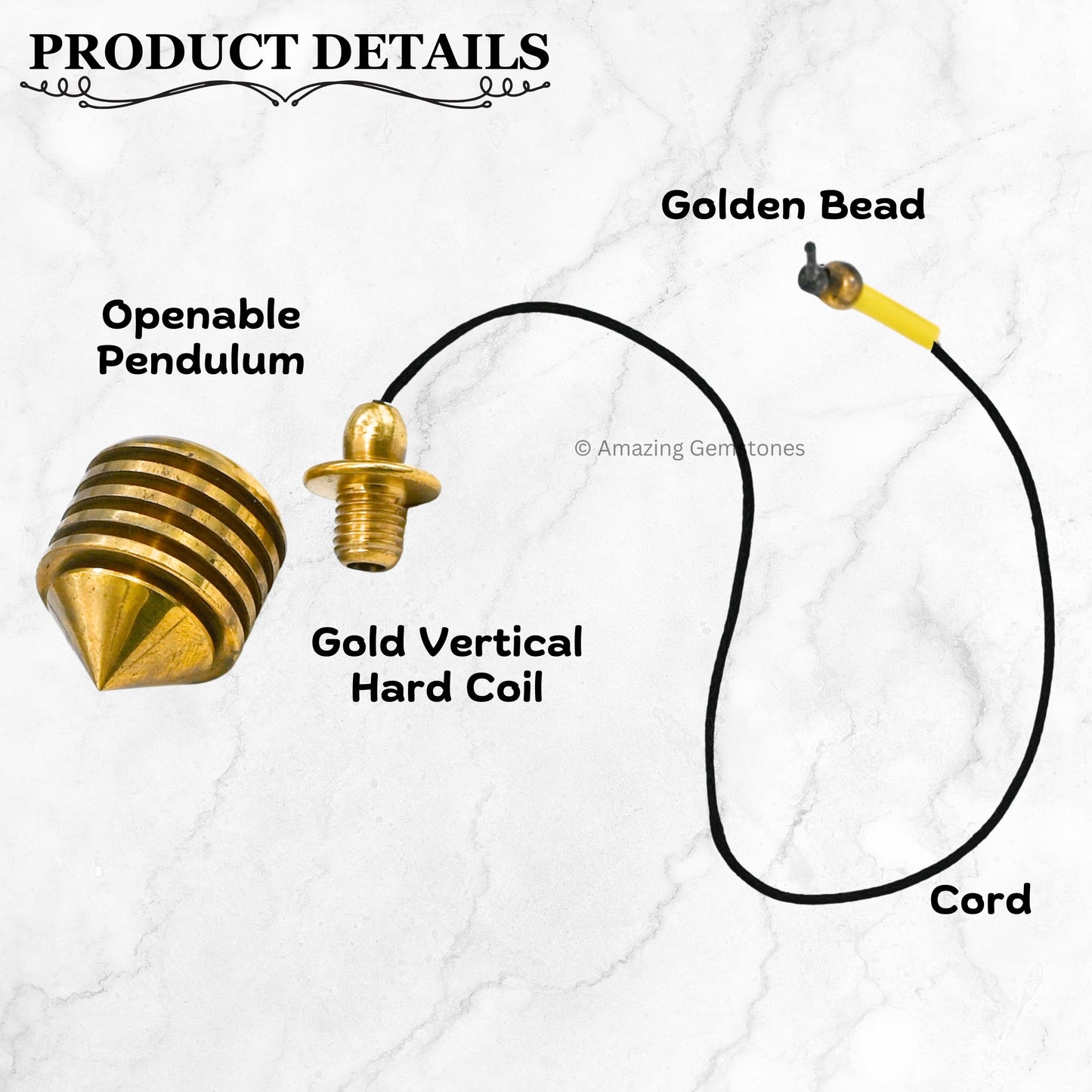 Healing Metal Pendulums for Divination, Gold Vertical Hard Coil Steel Copper Pendulum High Energy Pendulo de Bronce Pendulos de Mesa MP77