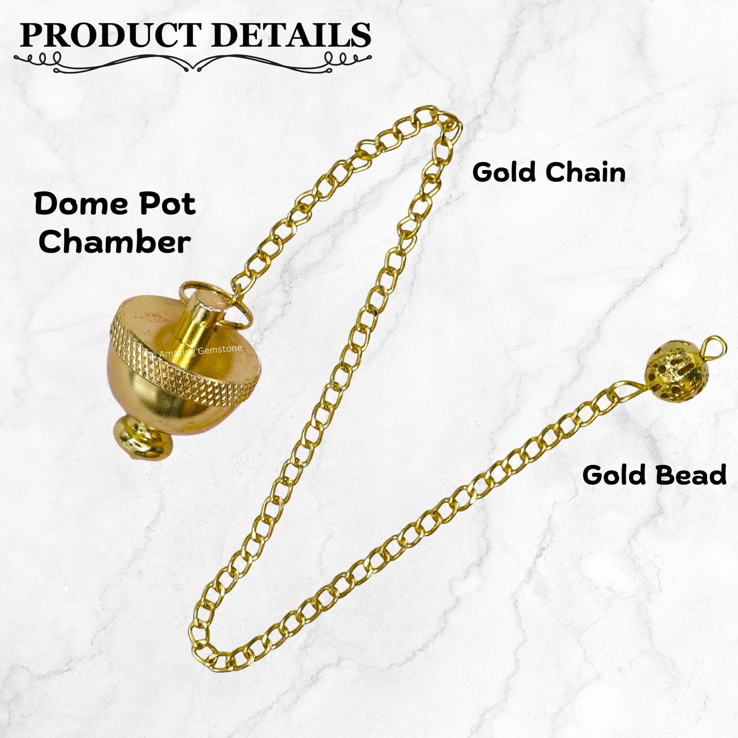 Amazing Gemstone Healing Metal Pendulums for Divination, Gold Dome Pot Chamber Steel Copper Pendulum High Energy Pendulo de Bronce Pendulos de Mesa MP116