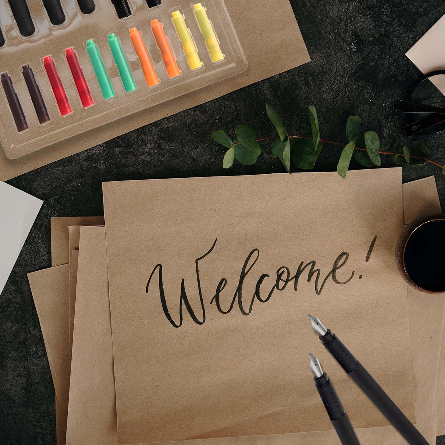 Falling in Art 34Pcs Calligraphy Pen Set, Calligraphy Kit with 5 Pen Nibs and 22 Assorted Ink Cartridges, Drawing and Calligraphy Practice For Beginners
