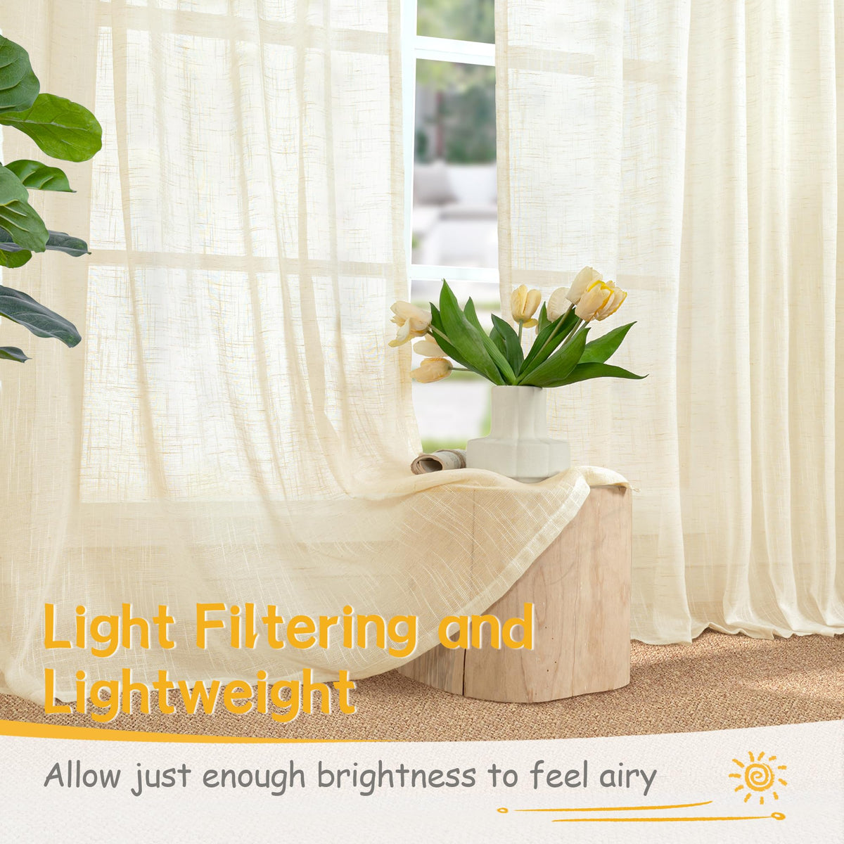 Linen Cafe Curtains 36 Inch Length (2 Count)
