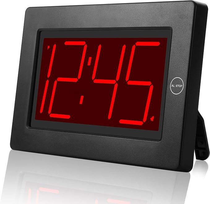 Alarm Clock,3" LED,3-level Brightness,Battery Operated,Wall-mount/Table-top