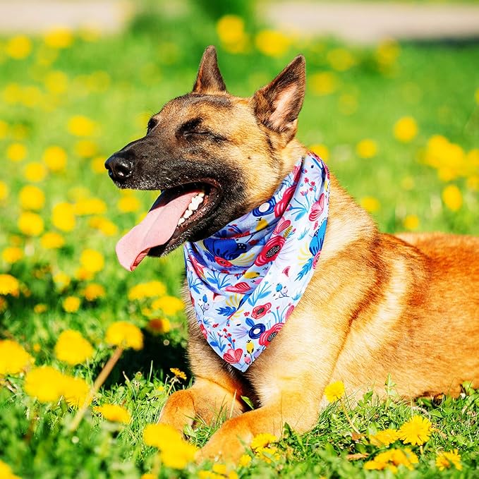 Weewooday 8 Pcs Dog Bandana Girl, Summer Cute Sunflower Daisy Puppy Bandana