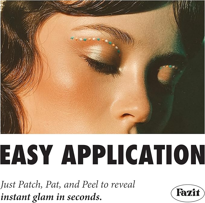 Fazit Makeup Patches - Show Stopping Wing Eyes - Glow Up Make-Up Patches - Cute Glitter Makeup Accessories for Women - Cosmetic Glitter for Face