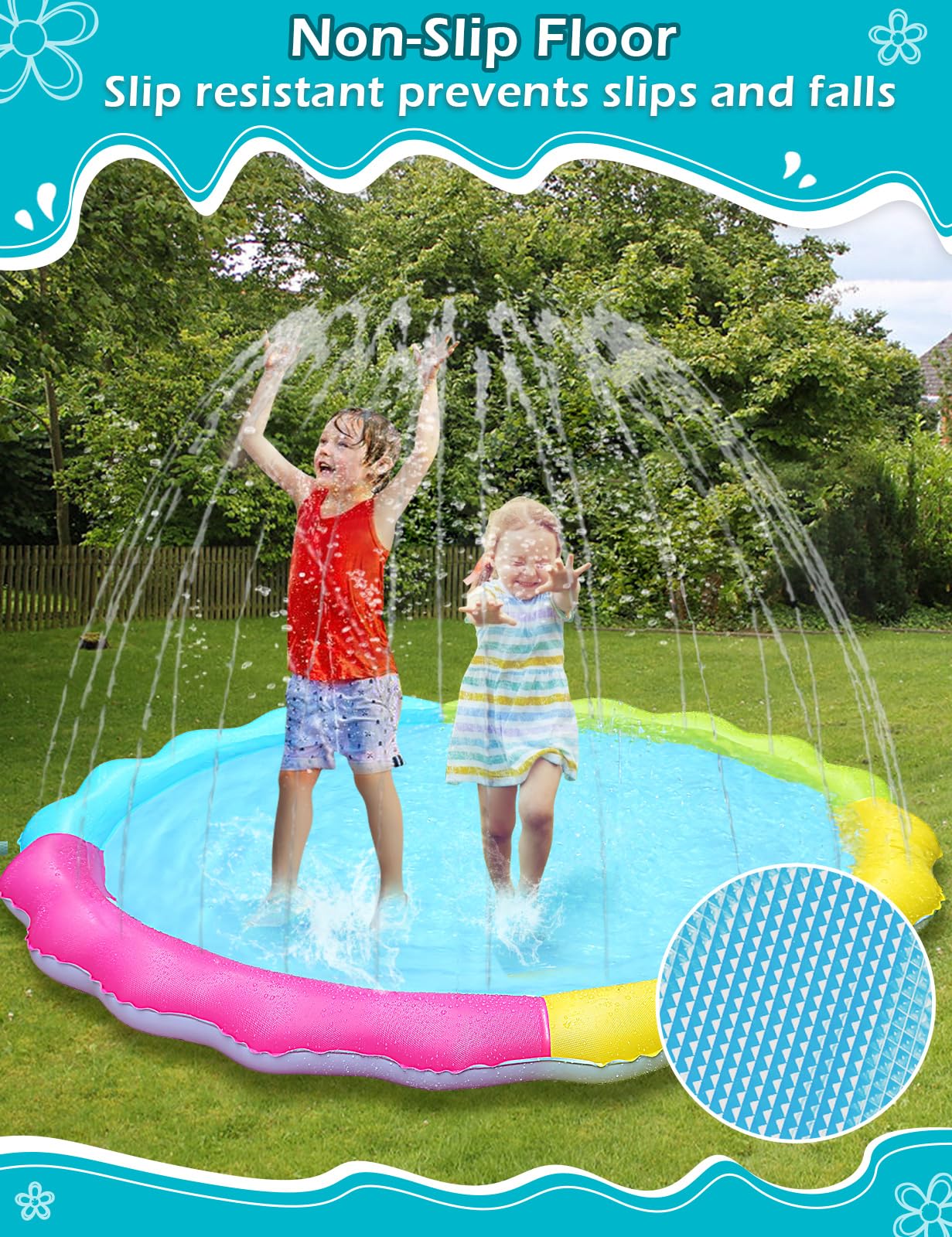 Jasonwell Splash Pad Sprinkler for Kids Splash Play Mat Outdoor Water Toys Inflatable Splash Pad Baby Toddler Pool Boys Girls Children Outside Backyard Dog Sprinkler Pool Age 1 2 3 4 5 6 7 8 9 L