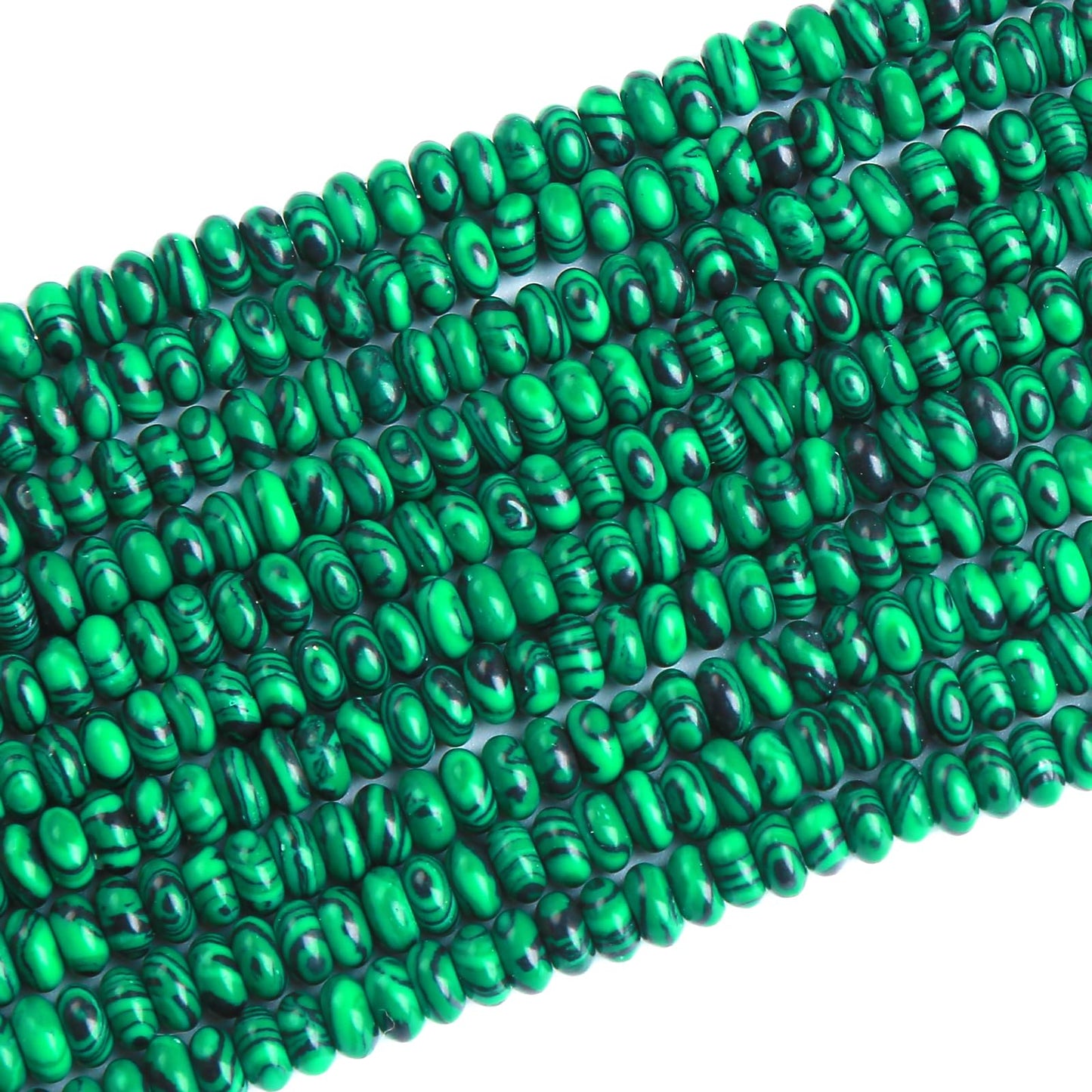 150PCS 2x4mm Green Malachite Rondelle Beads Natural Abacus Disk Stone Beads Round Loose Spacer Gemstone Beads for DIY Bracelet Necklace Jewelry Making