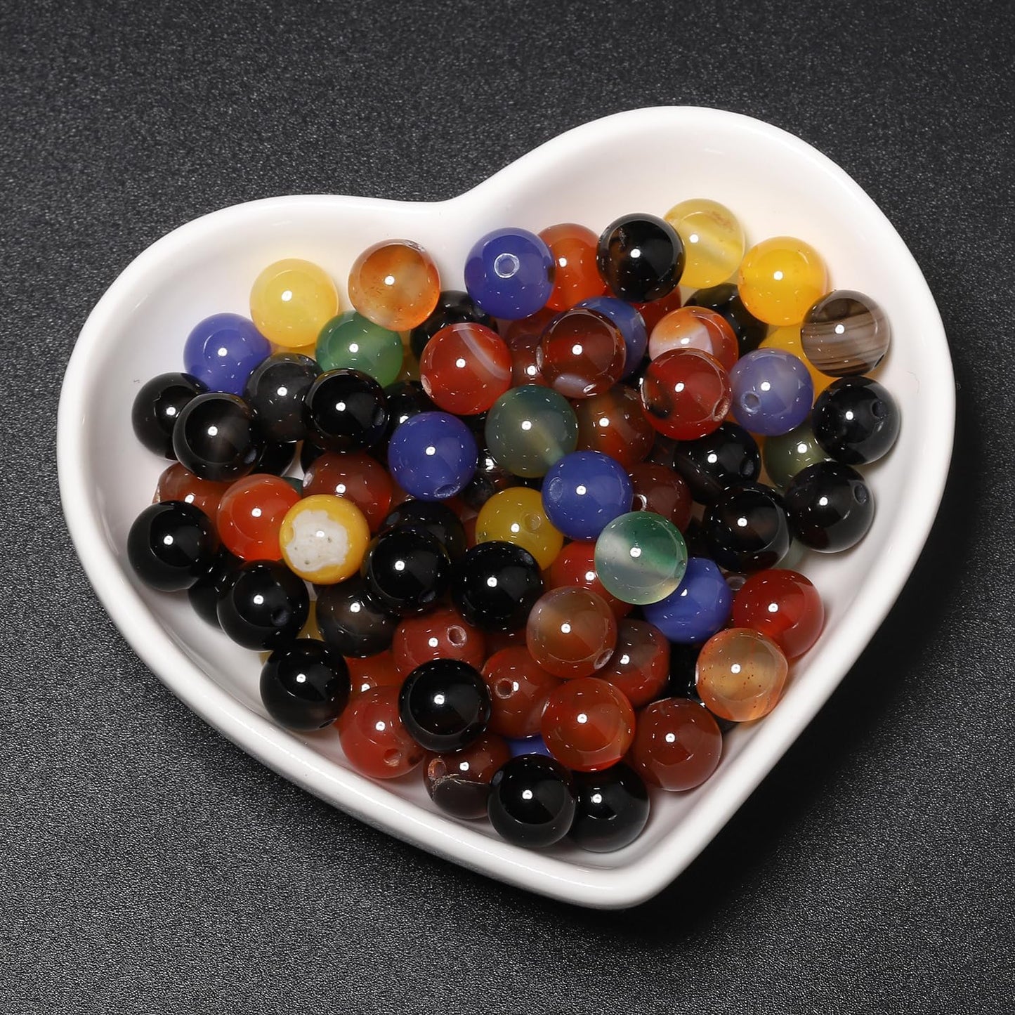 6mm Natural Multicolor Agate Beads for Jewelry Making Round Loose Gemstone Stones 1 Strand 15 Inch (About 60-63 pcs)
