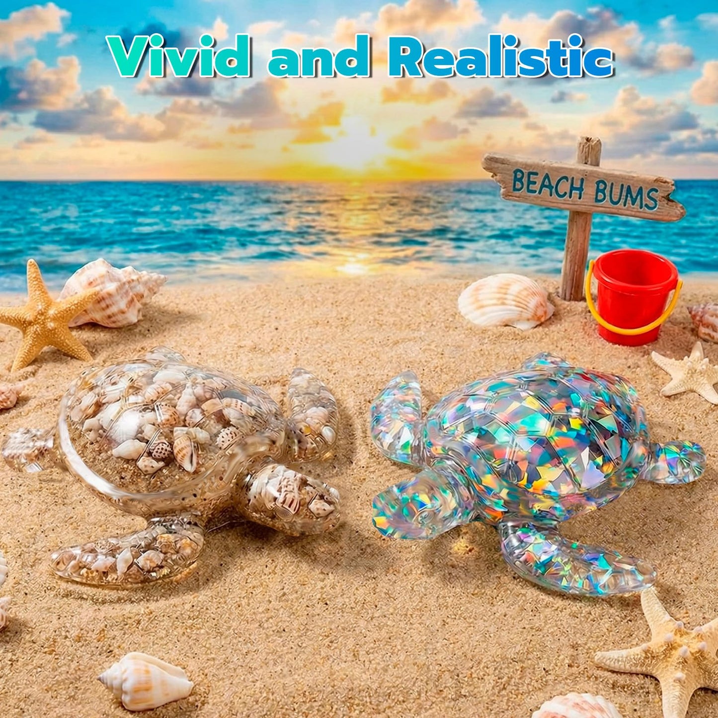 LET'S RESIN 2pcs Turtle Resin Molds, Durable 3D Animal Silicone Molds for Epoxy Resin, Smaller Sea Turtle Marine Art Silicone Resin Molds for Craft, Ocean Theme Night Lights, Home Decor