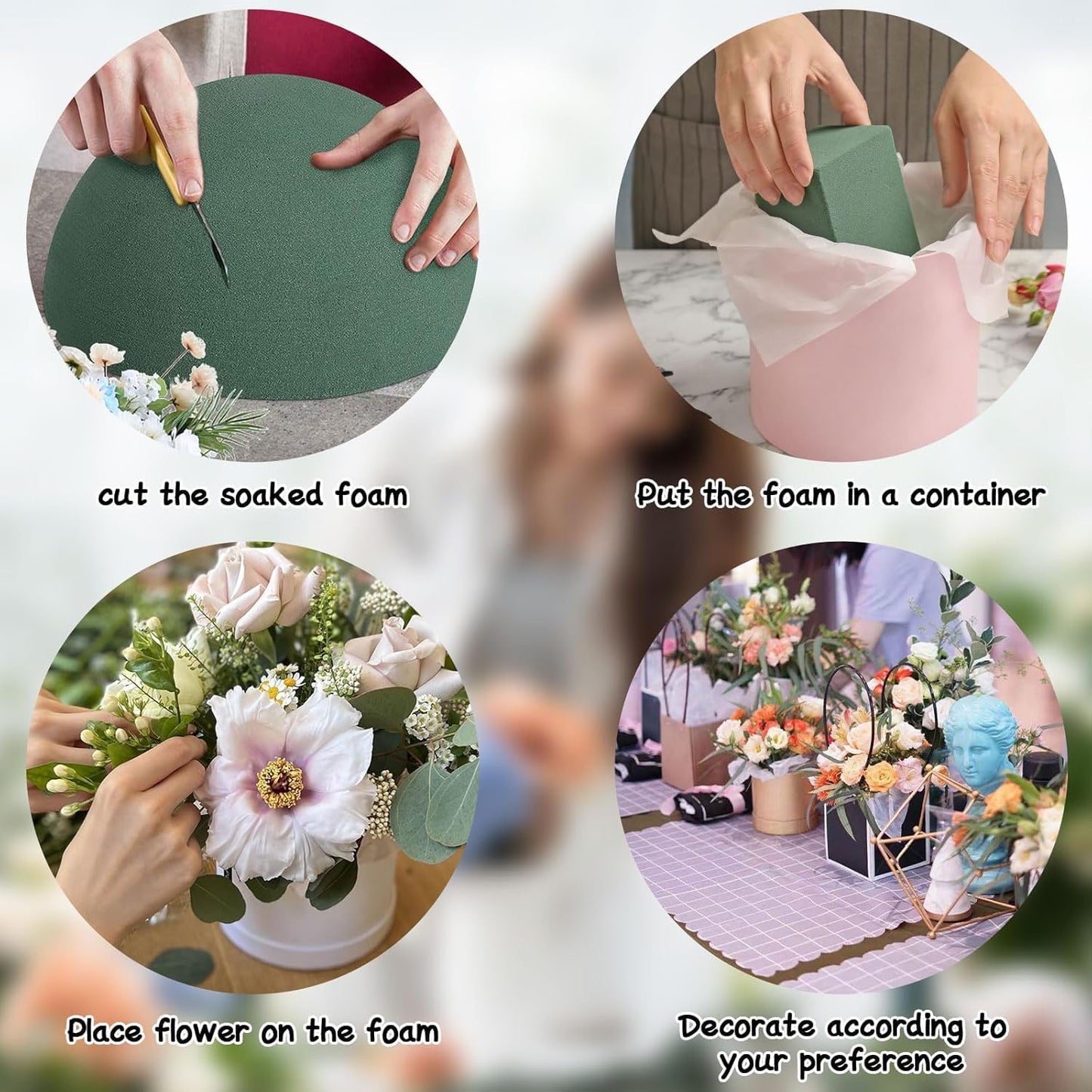 STEFORD 4 PCS Half Ball Floral Foam, Round Floral Dry Foam Blocks Green Flower Styrofoam for Fresh and Artificial Flower Arrangements (5.5 X 2.8 Inches)