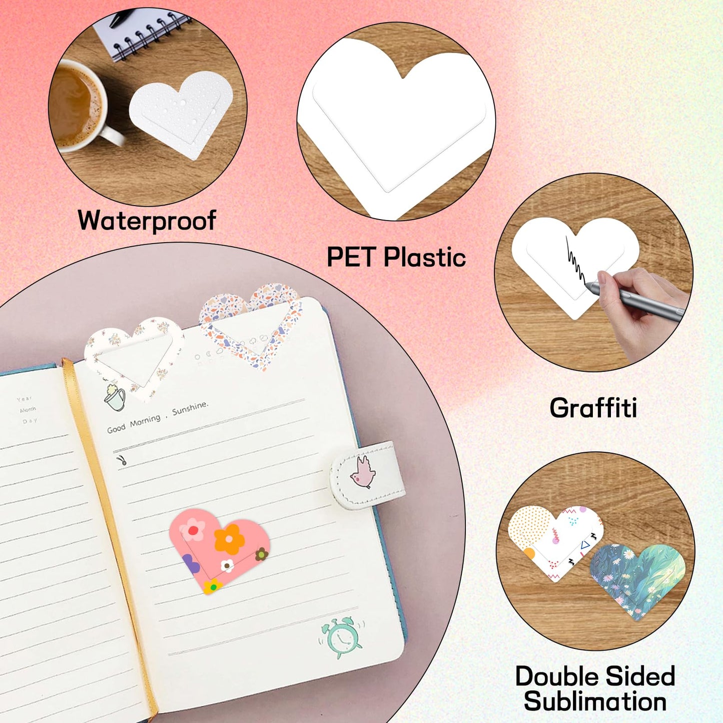 45 Pcs Sublimation Bookmark, Paper DIY Heart Bookmarks with Holes and Colored Tassels for Crafts,rsonalized Tassel Blank Bookmarks