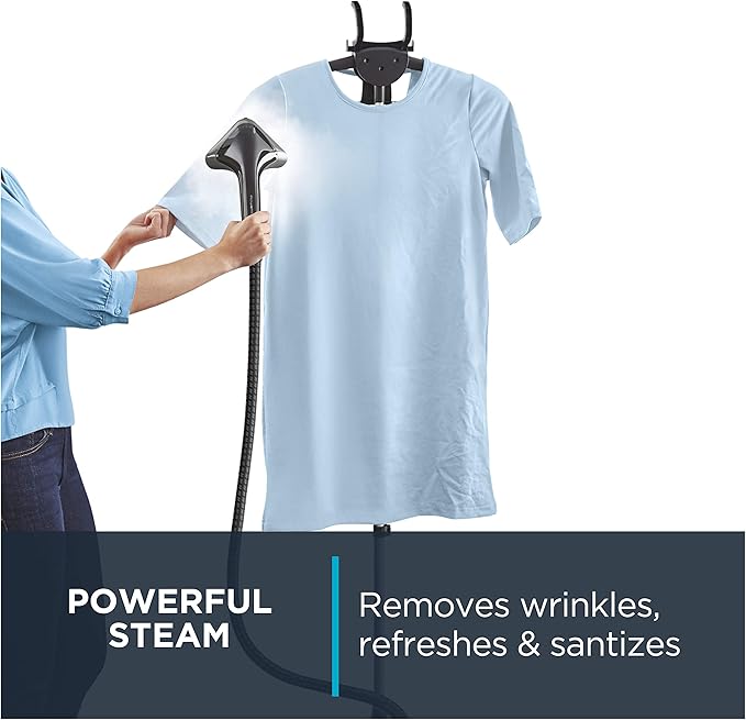 Rowenta, Steamer for Clothes, Pro Style Full Size Steamer with 45 second heat-up & Removable 50 oz Water Tank, 1500 Watts, Included Clips to Hang Clothes, Ironing, Black Clothes Steamer, IS2461