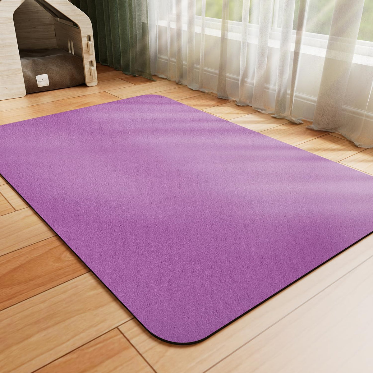 HotLive Dog Food Mat - Absorbent Cat Mat for Food and Water, No Stains Pet Feeding Bowl Mat, Easy to Clean Pet Placemats, Quick Dry Dog Water Dispenser Mat for Messy Drinkers | Paw Black 16"x 24"