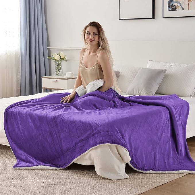 SOCHOW Sherpa Fleece Throw Blanket, Double-Sided Super Soft Luxurious Plush Blanket Twin Size 60 inchx80 inch, Purple