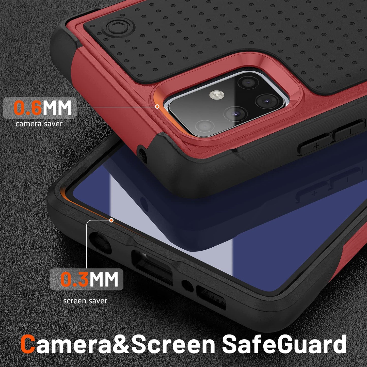 TORRTOWAY Designed for Samsung Galaxy A71 5G Case 2 in 1 Gift Militay Grade Drop Protective Rugged Heavy Duty Cover Shockproof Case for Galaxy A71 5G Phone Case for Women Men boy Girl (Red+Black)