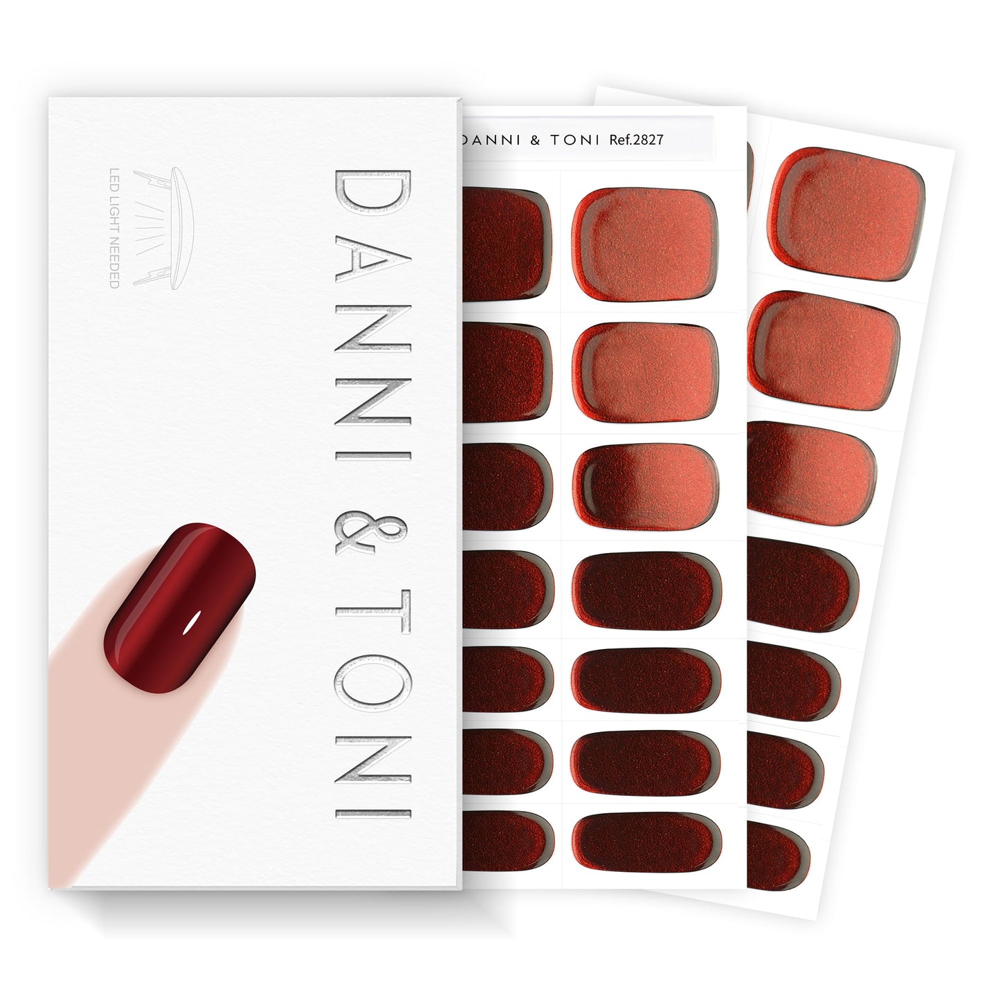 DANNI & TONI Semi Cured Gel Nail Strips Reddish-Brown Metallic Chrome Chameleon Gel Nail Wraps 28 Stickers |Rustic Charm