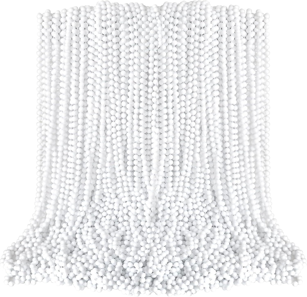 Beaded Necklace, 100PCS White Mardi Gras Beads Stuff Party Favors, 33" Holiday Toy Costume Bulk, Festival Parade Throw Accessories for Wedding Birthday Celebrations Decoration