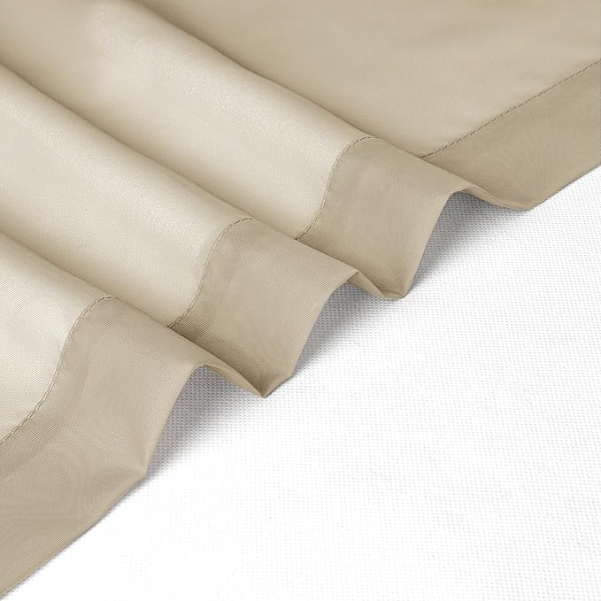 Chyhomenyc Taupe Sheer Curtains 45 Inch Long 2 Panels, Light Filtering Rod Pocket Voile Short Curtains Drapes for Living Room Bedroom Small Windows, 42Wx45L Inches