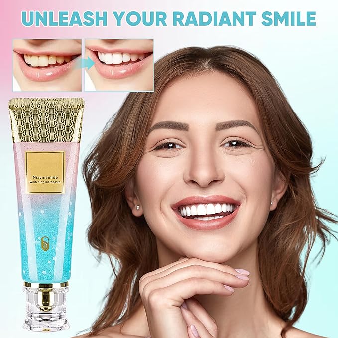 Niacinamide Whitening Toothpaste, Triple Action Whitening with Natural Gentle Care Deep Stains Radiant Smile Natural & Gentle Formula Fresh Breath (3)