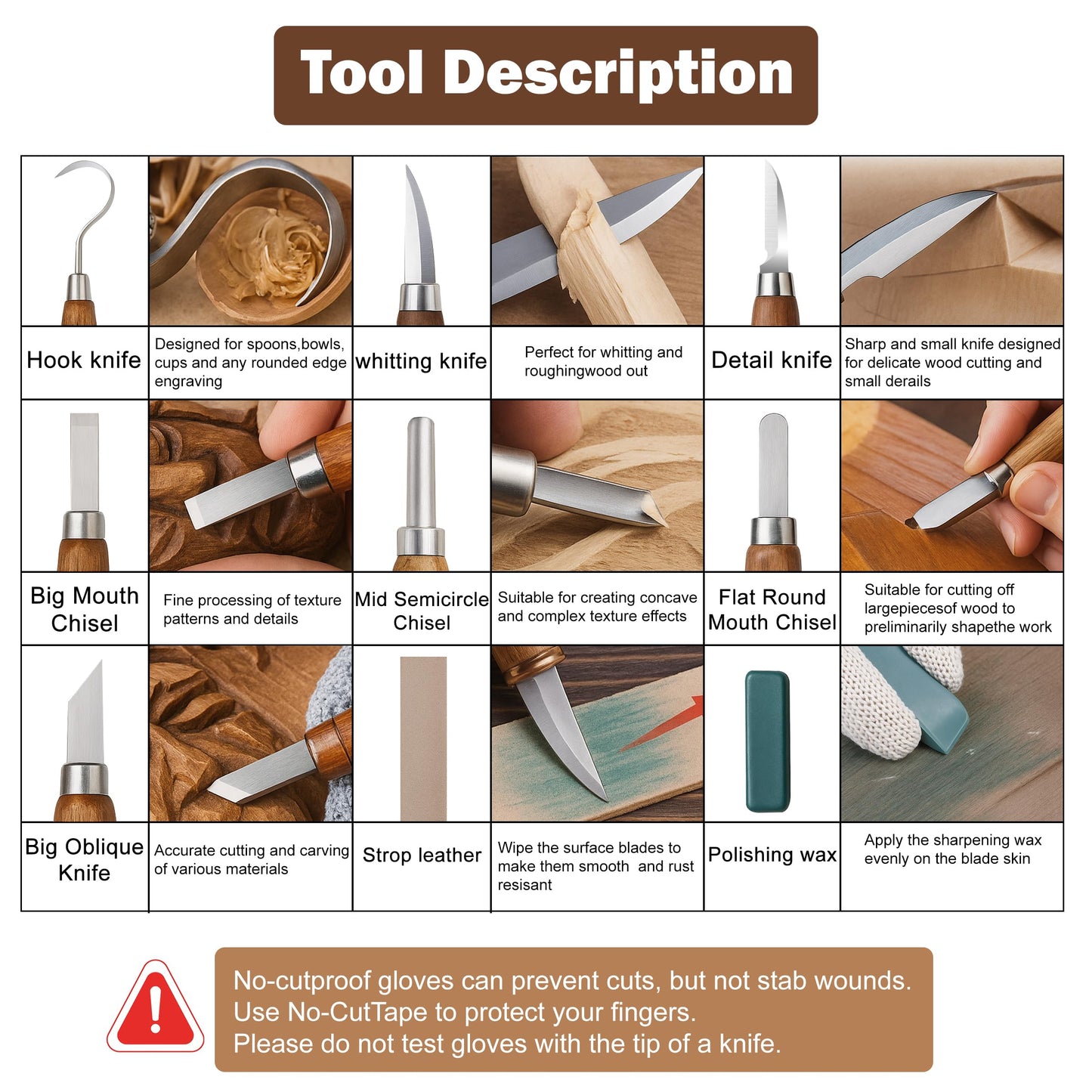 Wood Carving Knife Set, Stainless Steel Whittling Knife with Sharp Edge and Black Walnut Wood Handle for Comfortable Grip - Ideal Whittling Kit for Beginners and Professionals with Storage Bag