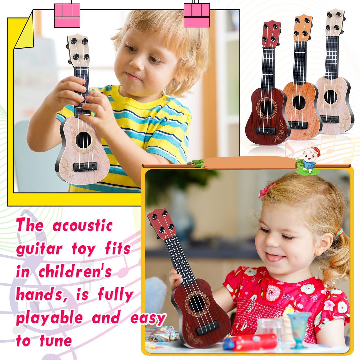 Lenwen 24 Pcs Kids Ukulele Guitar 10 Inch Kids Toy Ukulele 4 Strings Mini Guitar Children Musical Instruments Educational Learning Toy for Toddler Beginner Preschoolers Education