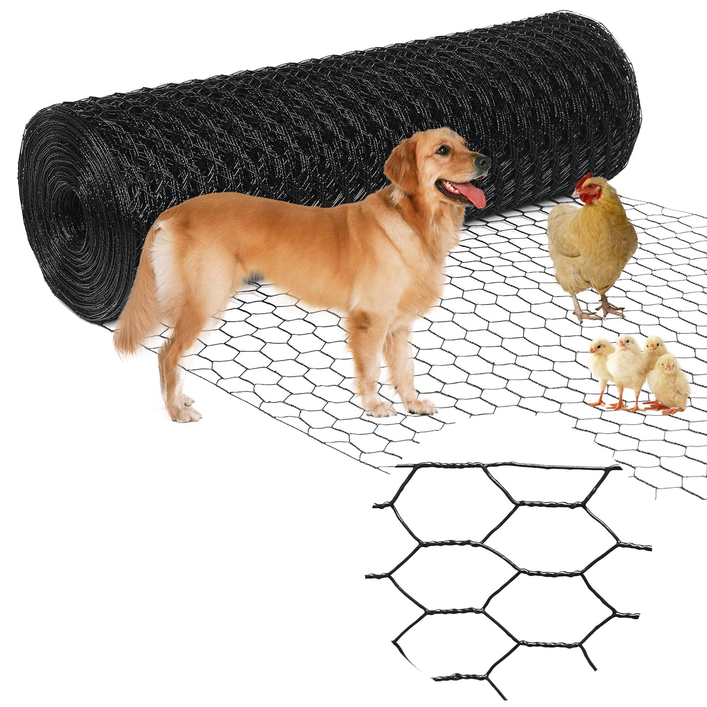 Yardbliss Premium Black Chicken Wire Fencing12inx150ft, PVC Coated Chicken Wire, Poultry Netting, Galvanized Chicken Wire Barrier for Floral Arrangements/Craft Projects/Pet/Rabbit