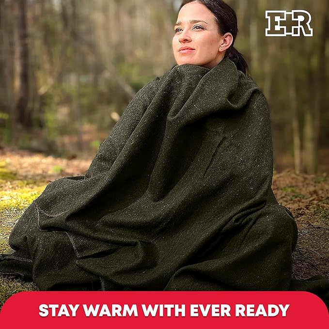 Military Wool Blanket - 95% Wool, Washable, Perfect for Outdoors, Picnics, Travel, Car & Bushcraft Emergency Blanket, 96" x 96" 6.65 lbs. - Olive Drab Green - Queen Size