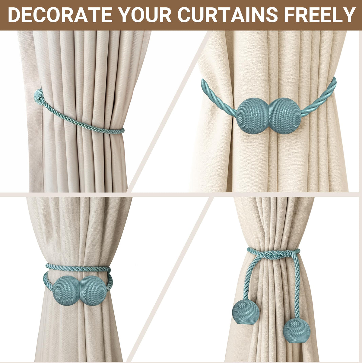 Magnetic Curtain Tiebacks Blue 6pcs (6 Count)