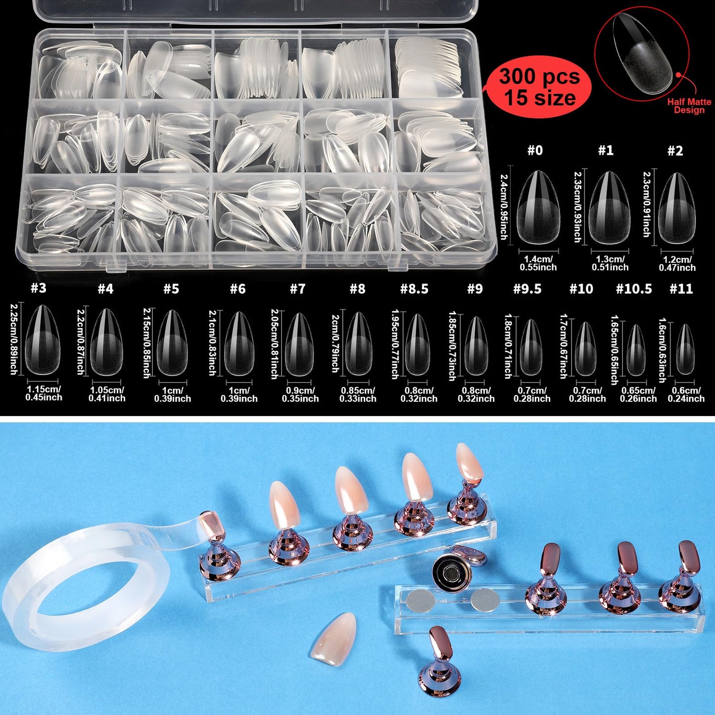 Teenitor Acrylic Nail Kit With Chrome Powder, Almond Tips, Art Brushes, Charms, 3D Gel, Tools, Stand - Beginner Set