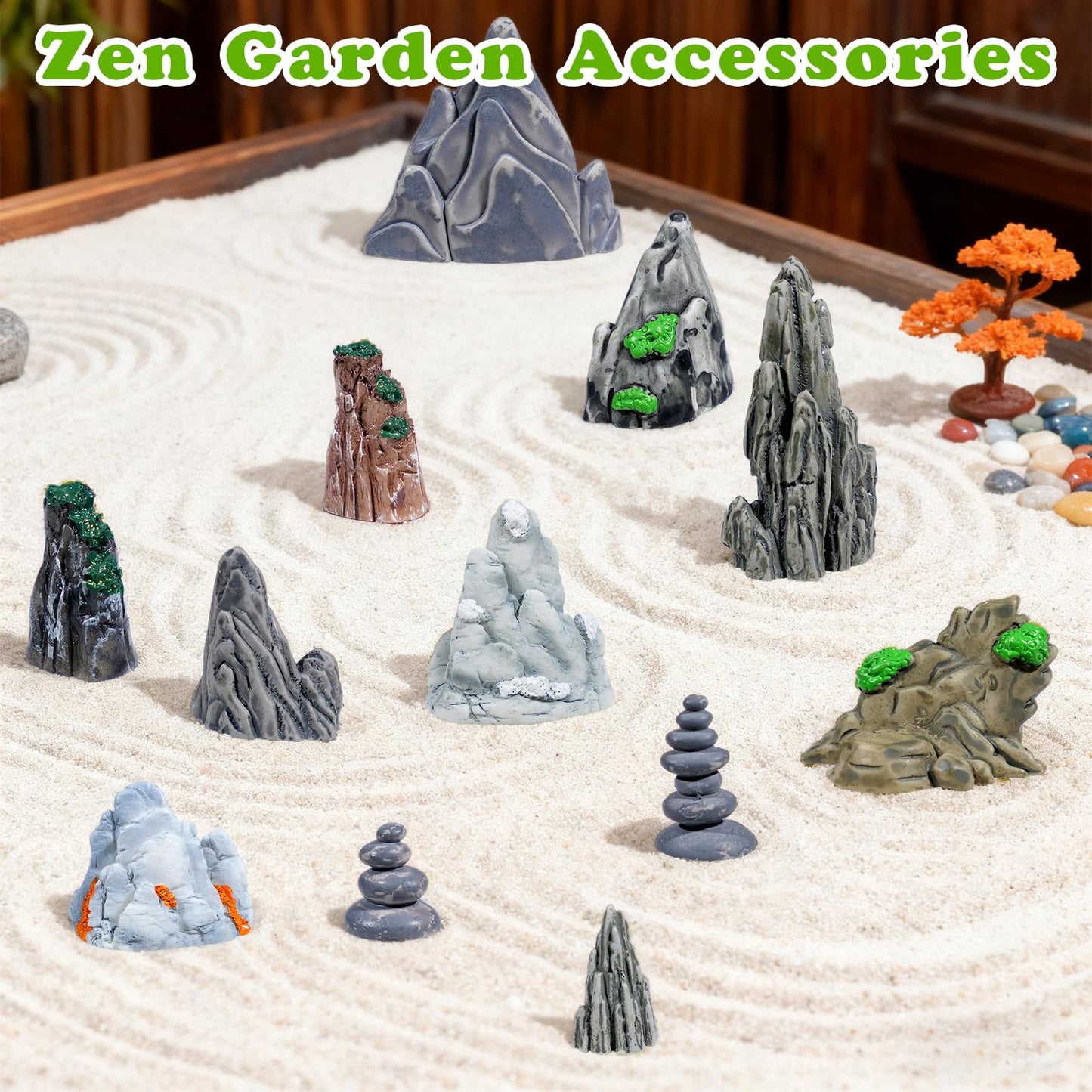 Warmtree 18 Pcs Diorama Rocks Fake Rock Miniature Stone Statue for Diorama Supplies, Micro Train Landscape, Railway Sand Table, Zen Garden Accessories