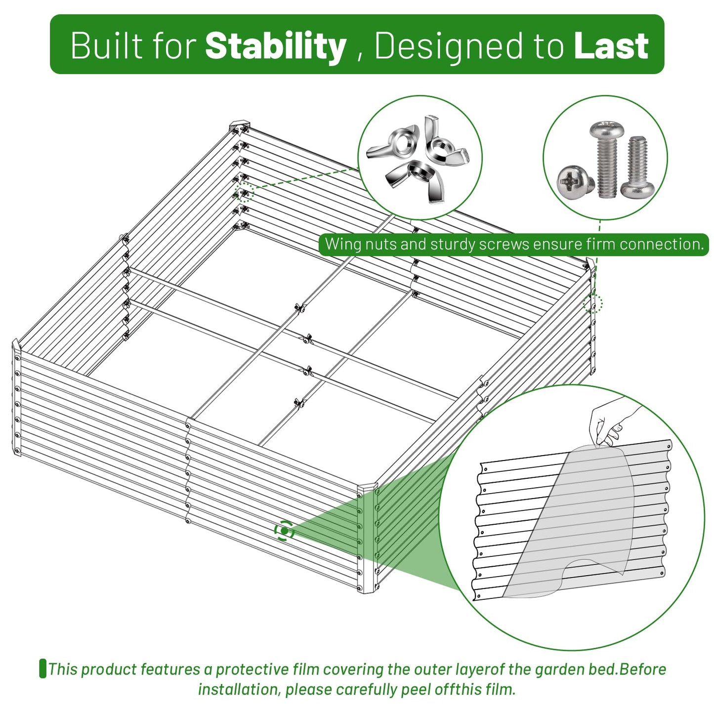 SnugNiture Galvanized Raised Garden Bed 4x4x2FT Outdoor Large Metal Planter Box Steel Kit for Planting Vegetables, Flowers
