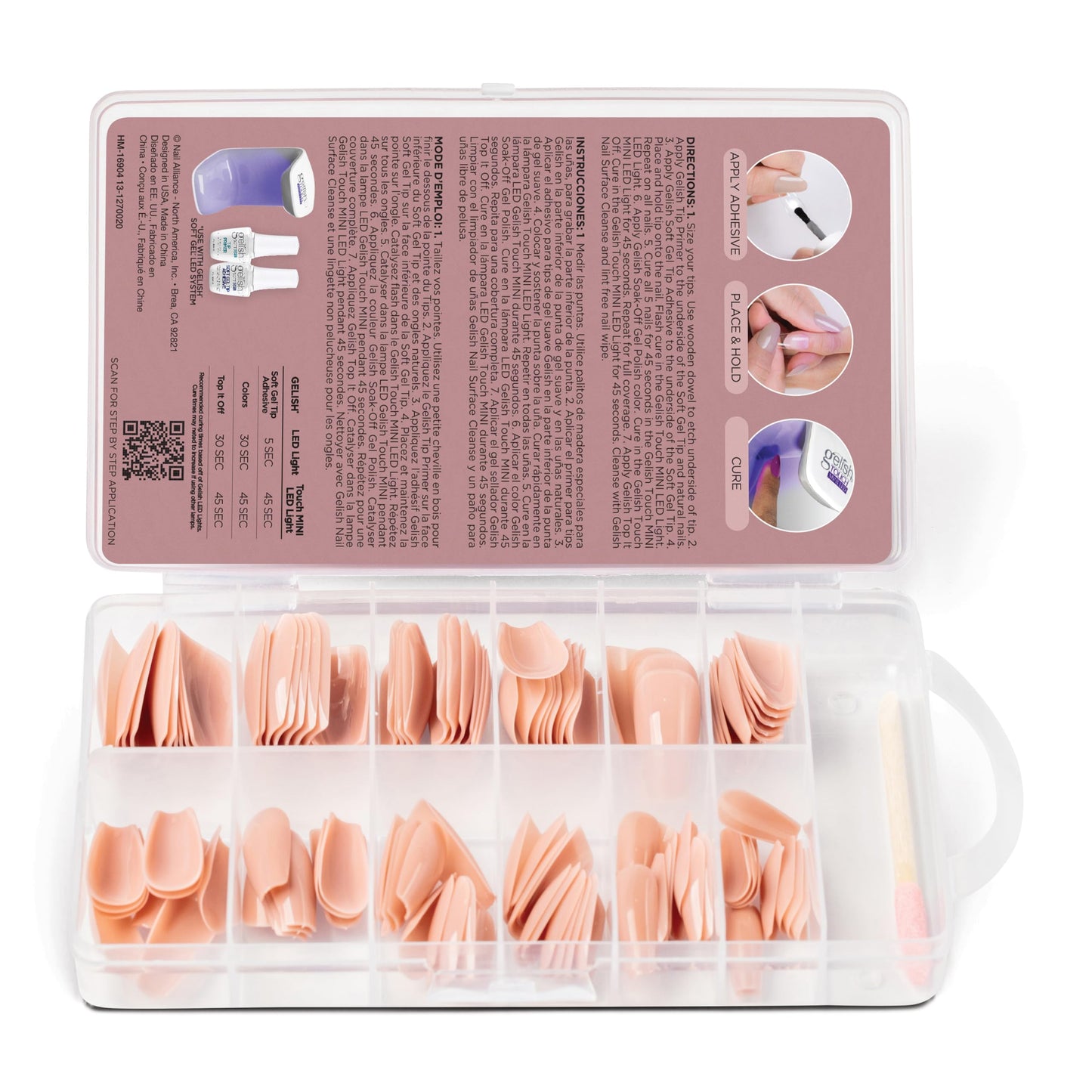 Gelish Nude Soft Gel™ Tips, Professional Quality Press on Nails Extension for Strong, Long-Lasting Manicures – Easy Application, Natural Look, (Pink Nude Medium Coffin, 120 Count)