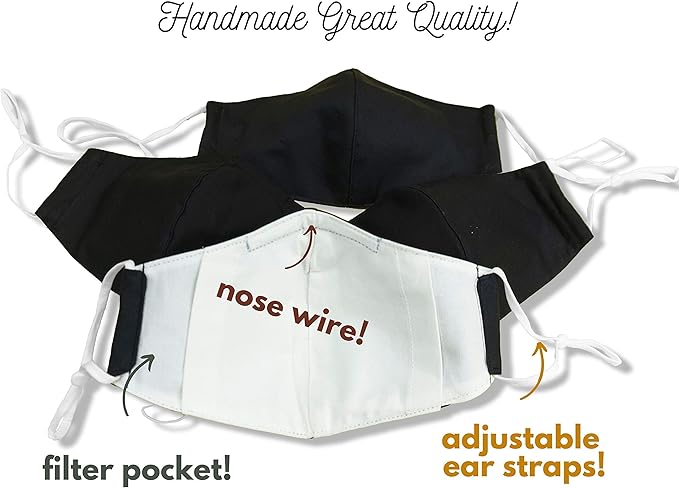 HOPE LOVE SHINE Cotton Reusable Face Masks w/Adjustable Ear Loops & Filter Pocket