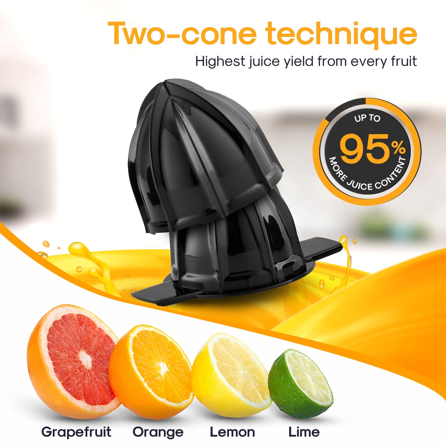 LEBENLANG BPA-Free Orange Juicer Electric - 27 OZ & 2 Cones with Pulp Control I Automatic & Electric Juicer for Citrus Lemon & Oranges I Orange juice squeezer machine Exprimidor de naranjas electrico