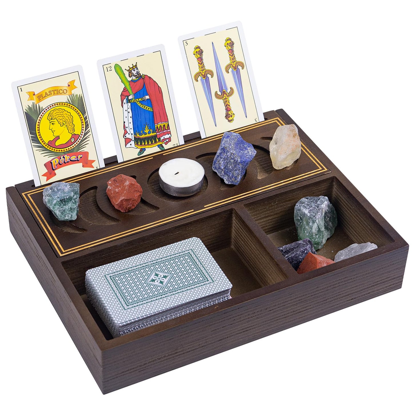 DigNew Tarot Card Holder,Wooden Tarot Card Display Storage,Tarot Accessories,Wiccan Altar Divination and Witchcraft Decor