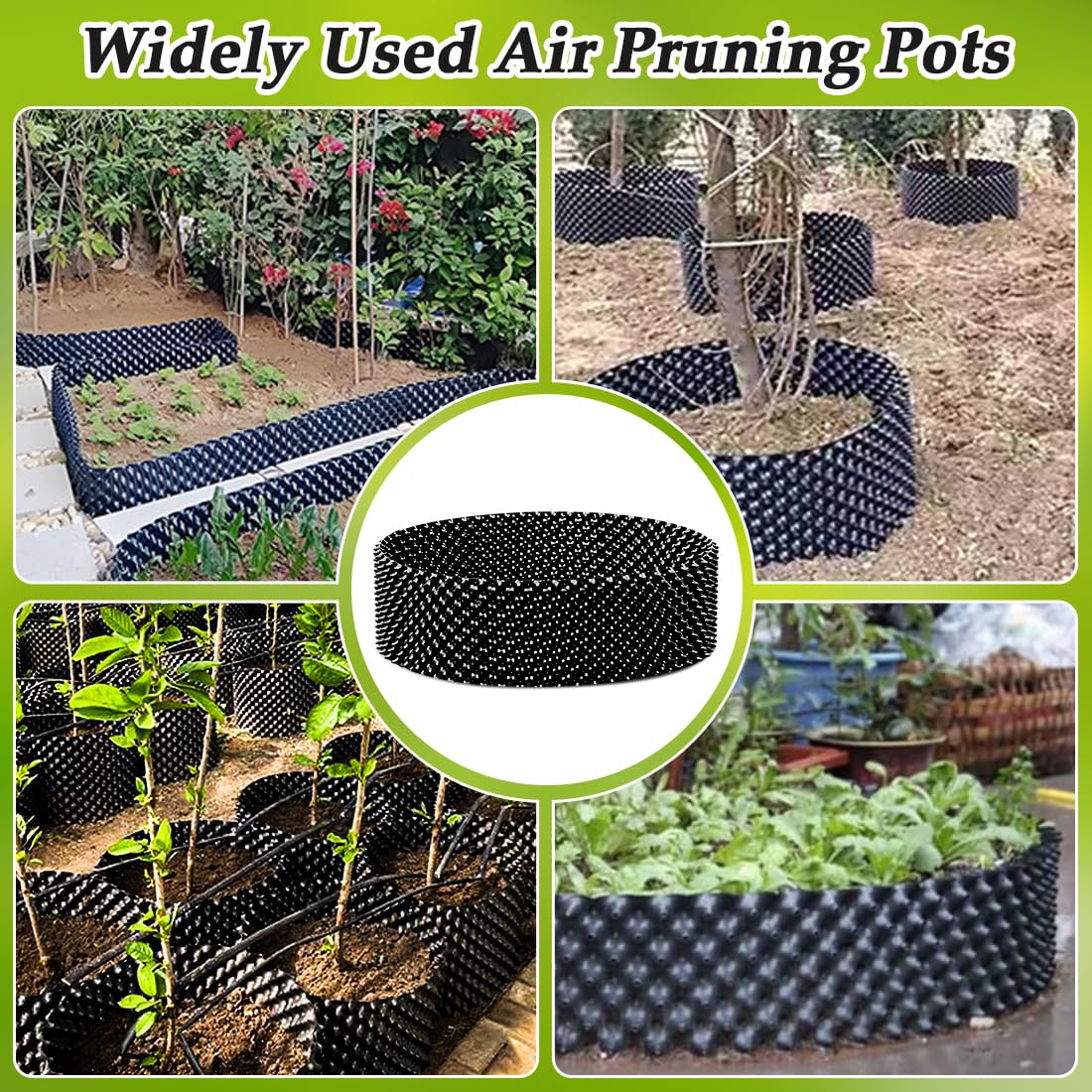RooTrimmer 60 Gallon Air Pruning Container, Raised Garden Bed Large Tree Pos New Plastic Nursery Pot Fruit Vegetable Garden Grow beds (4 ft Diameter), Black
