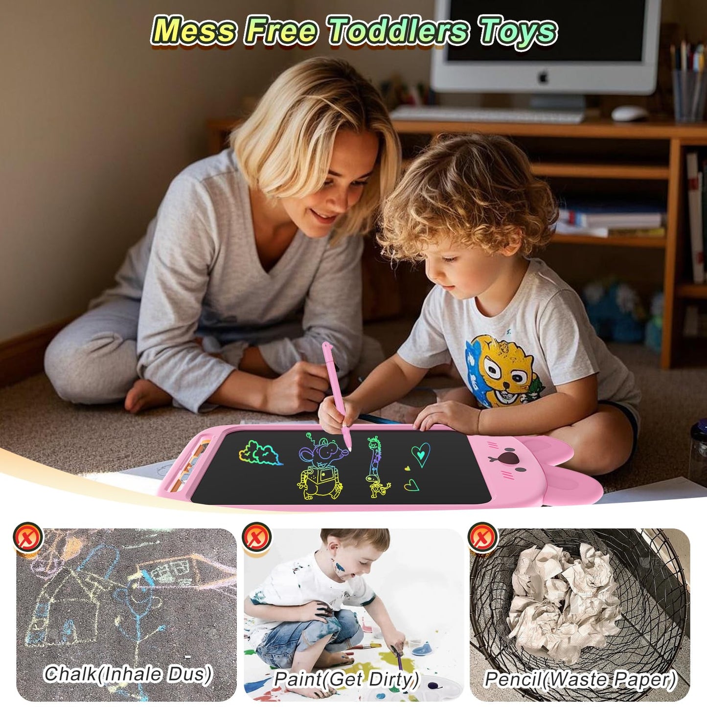 CHAFEGY 10 Inch LCD Writing Tablet, Erasable Doodle Board Toy, Cute Rabbit Drawing Pad for Kids Ages 2-6 - Educational Christmas Birthday Gift (Rabbit)