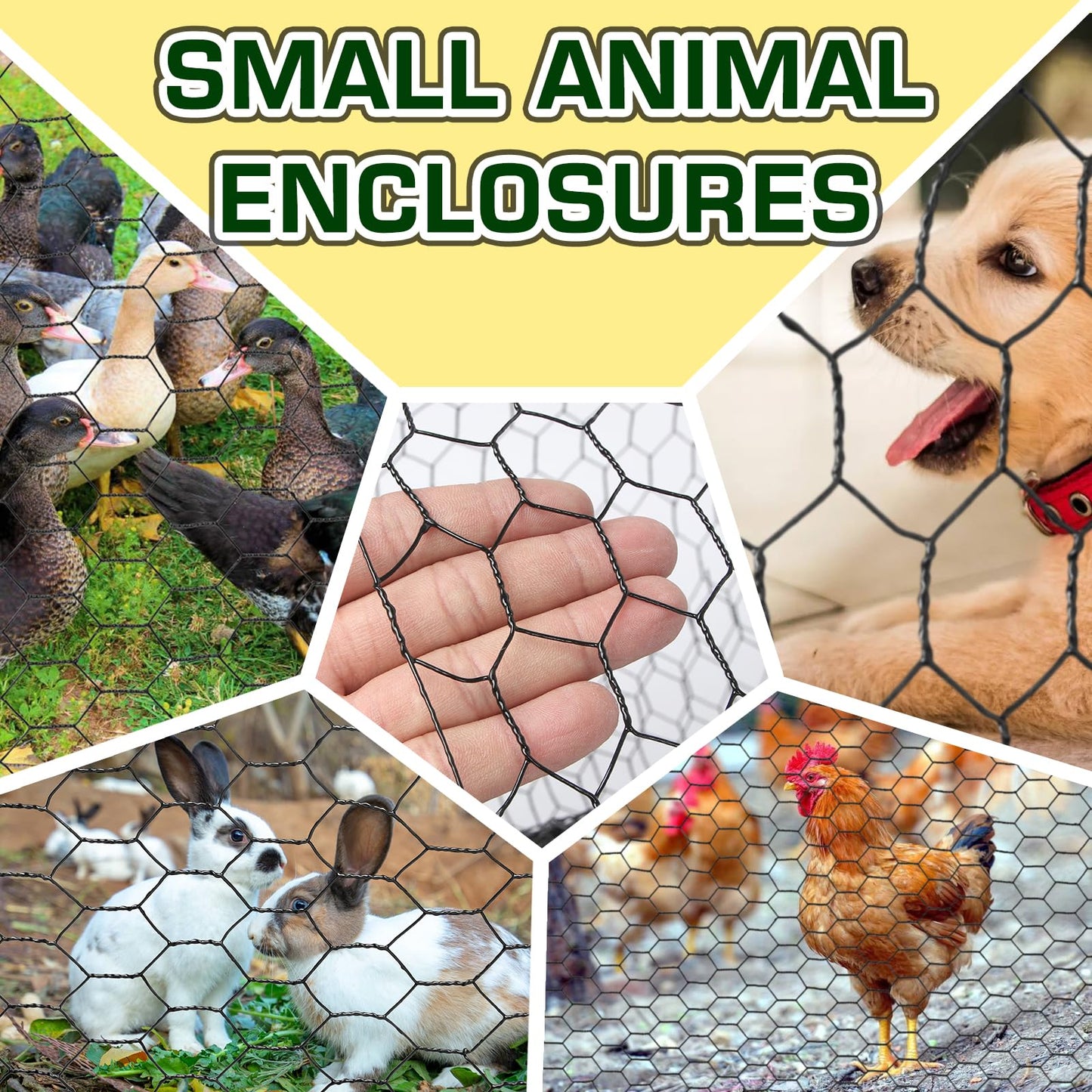 Yardbliss Premium Black Chicken Wire Fencing12inx150ft, PVC Coated Chicken Wire, Poultry Netting, Galvanized Chicken Wire Barrier for Floral Arrangements/Craft Projects/Pet/Rabbit