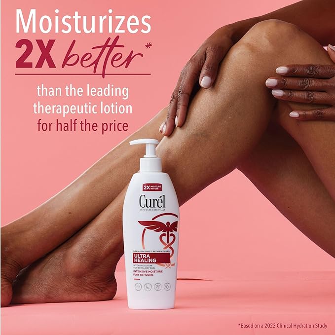 Curel Ultra Healing Intensive Fragrance-Free Lotion For Extra-Dry Skin, Dermatologist Recommended, Ideal for Sensitive Skin, Cruelty Free, Paraben Free, 20 Oz