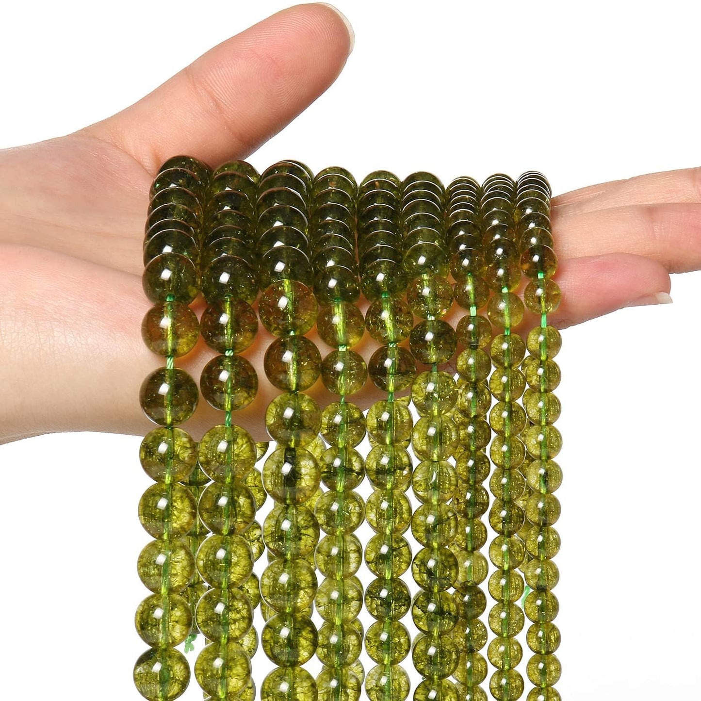 About 60pcs 6mm Natural Stone Beads Peridot Beads Crystal Gemstone for Jewelry Making, DIY Bracelet Necklace