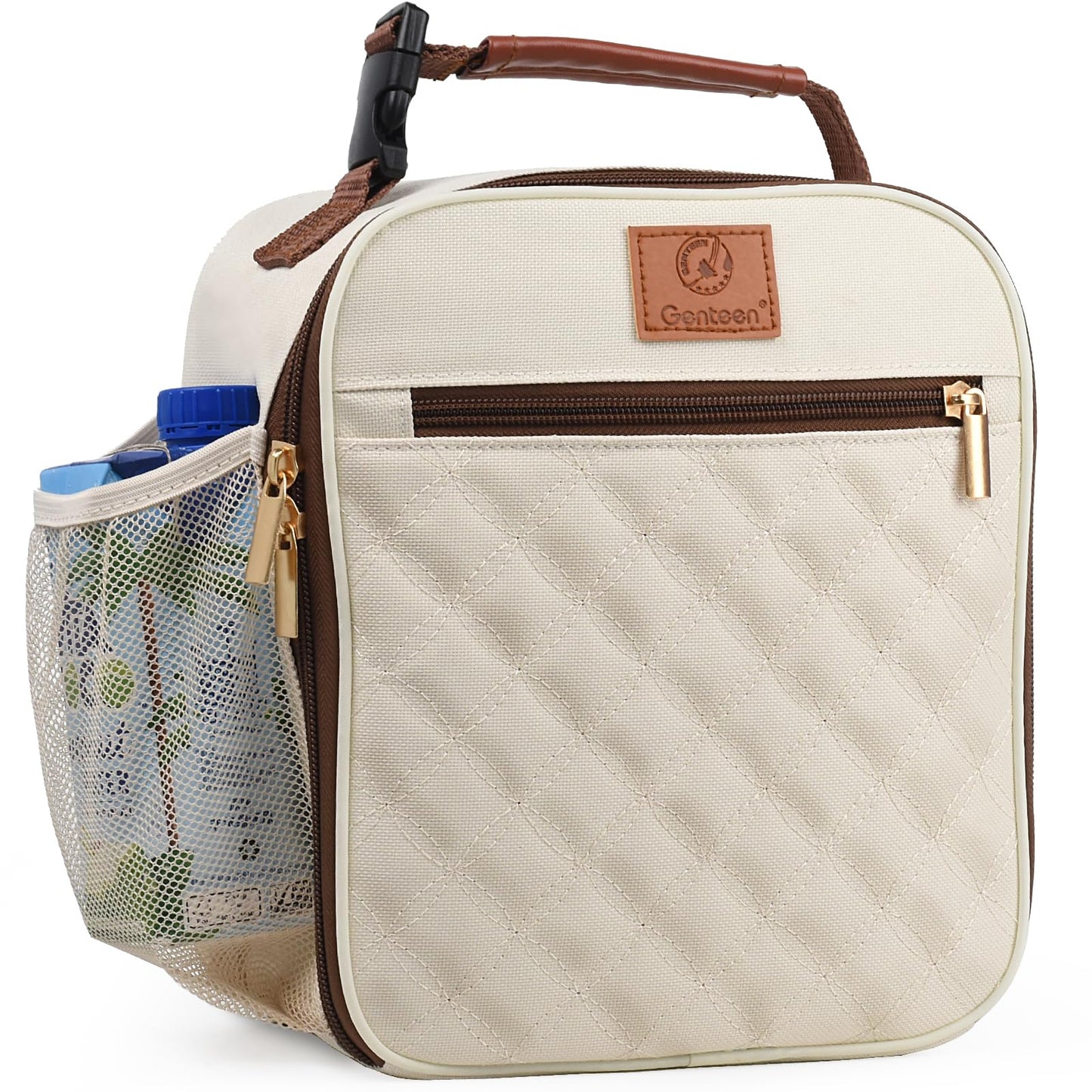 Genteen Lunch Box Lunch Bag for Men Women Kids Adults,Insulated Waterproof LunchBox Cooler,Small for Work Office School Travel Picnic-White