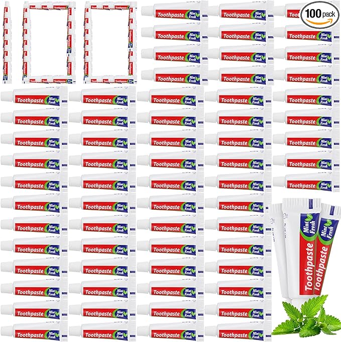 Mini Toothpaste Bulk Regular Clean Mint Toothpaste for Bad Breath, Helps Freshens Breath, Whitens Teeth Travel Size 0.18oz for Home Hotel Office School Camping