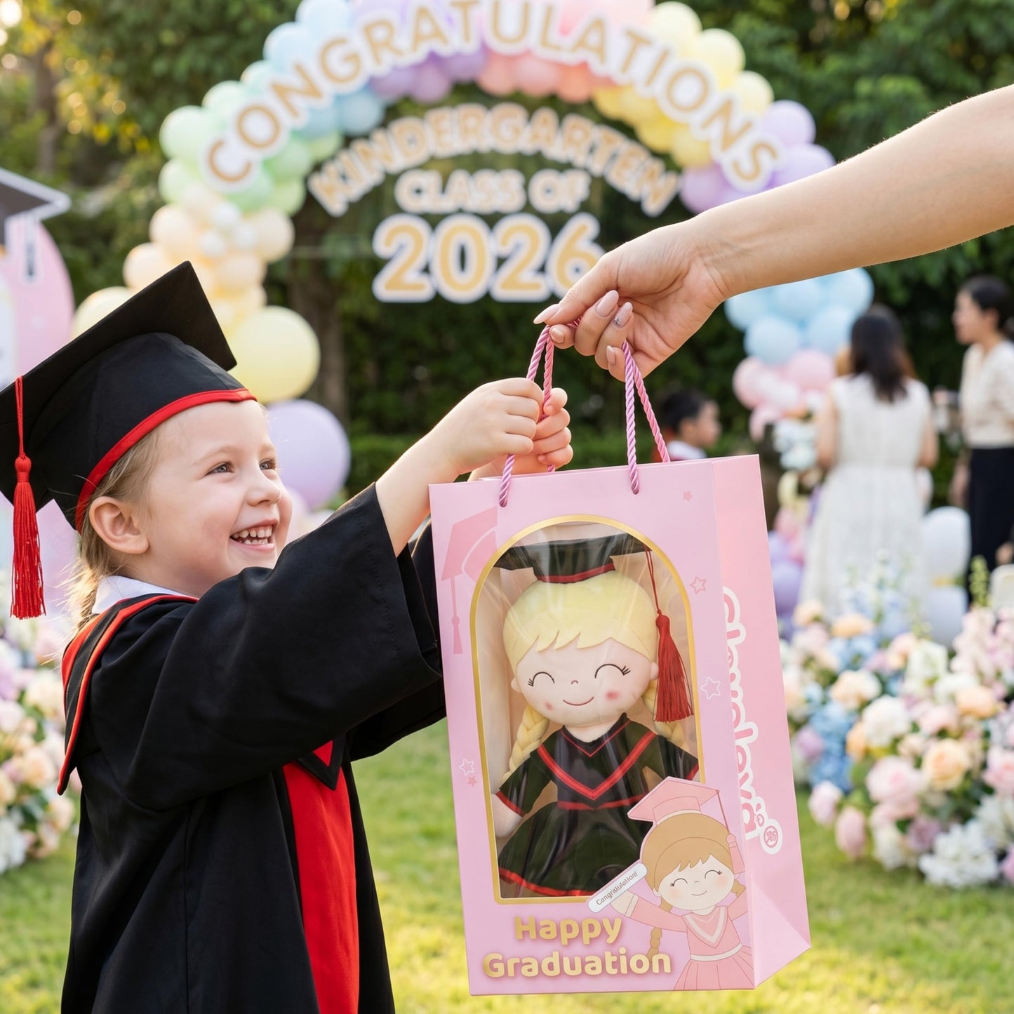 Gloveleya 16" Classic Black Graduation Doll - Traditional Cap & Gown Plush Toy - Kindergarten Preschool Graduation Ceremony Gift, Class of 2026 Keepsake