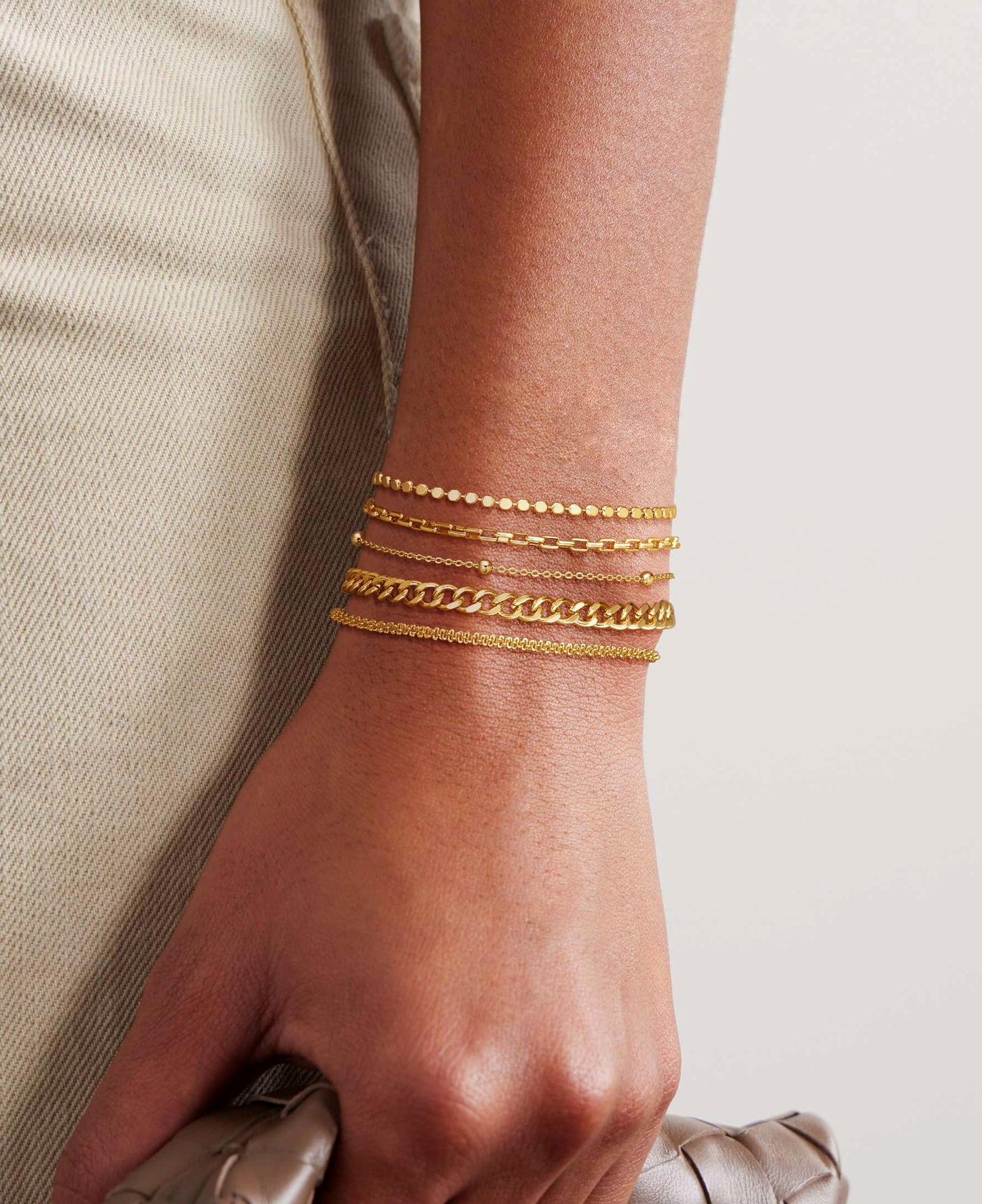 DEARMAY Gold Plated Chain Bracelets for Women Waterproof Dainty 14K Gold Jewelry Set Fashion Stackable Beaded Figaro Herringbone Link Bracelet Trendy Pack Stack Gifts