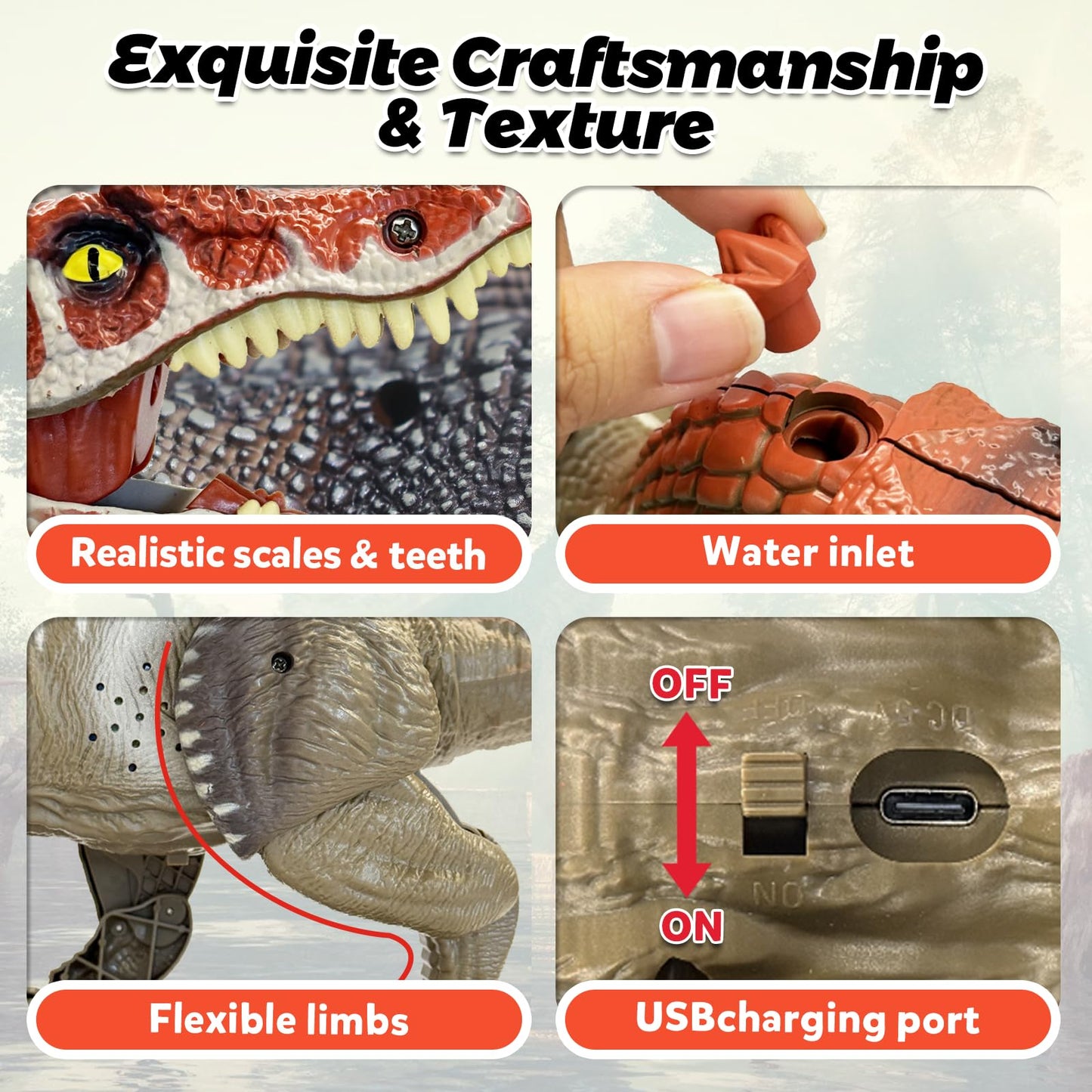 TALGIC- Remote Control Dinosaur Robot - Realistic Walking, Roaring, and Spraying Spinosaurus Toys - Light up and Shaking Head and Tail Robot Dinosaur for Kids Ages 3+