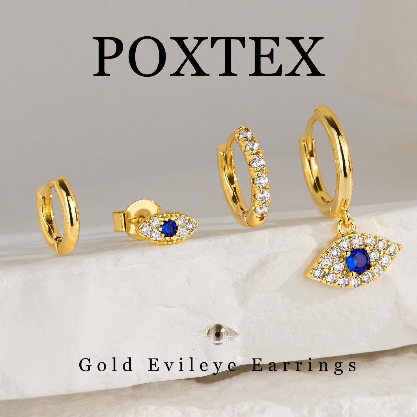 Evil Eye Earrings Set for Women, Gold Evil Eye Dangle Stud Hoop Earring Set for Multiple Piercing, Dainty Earrings for Everyday Wear Protection Jewelry