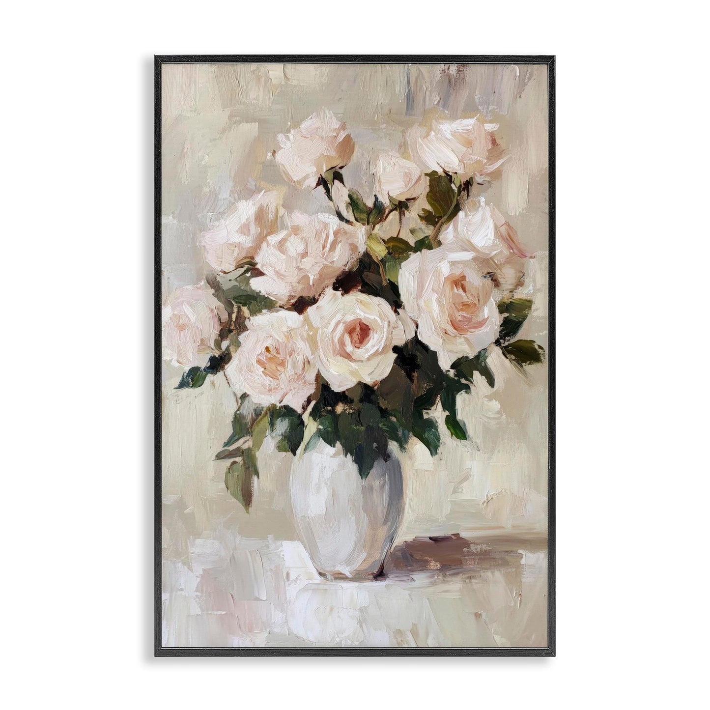 Stupell Industries Peachy Roses in Flower Vase Black Framed Giclee Art, design by Petal Prints Design, 18 x 12
