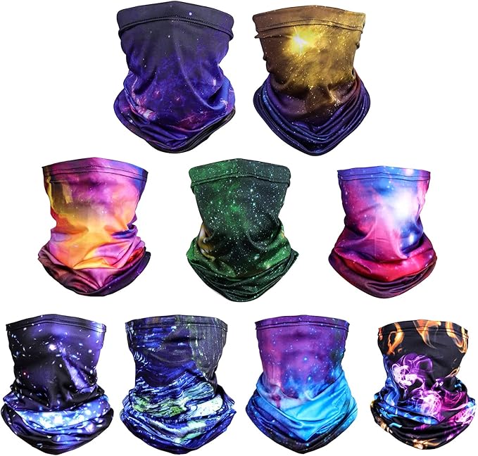 Sun Protection Face Mask Neck Gaiter - 9 Pack Breathable UV Protection Scarf for Men & Women, Hiking, Cycling, Fishing