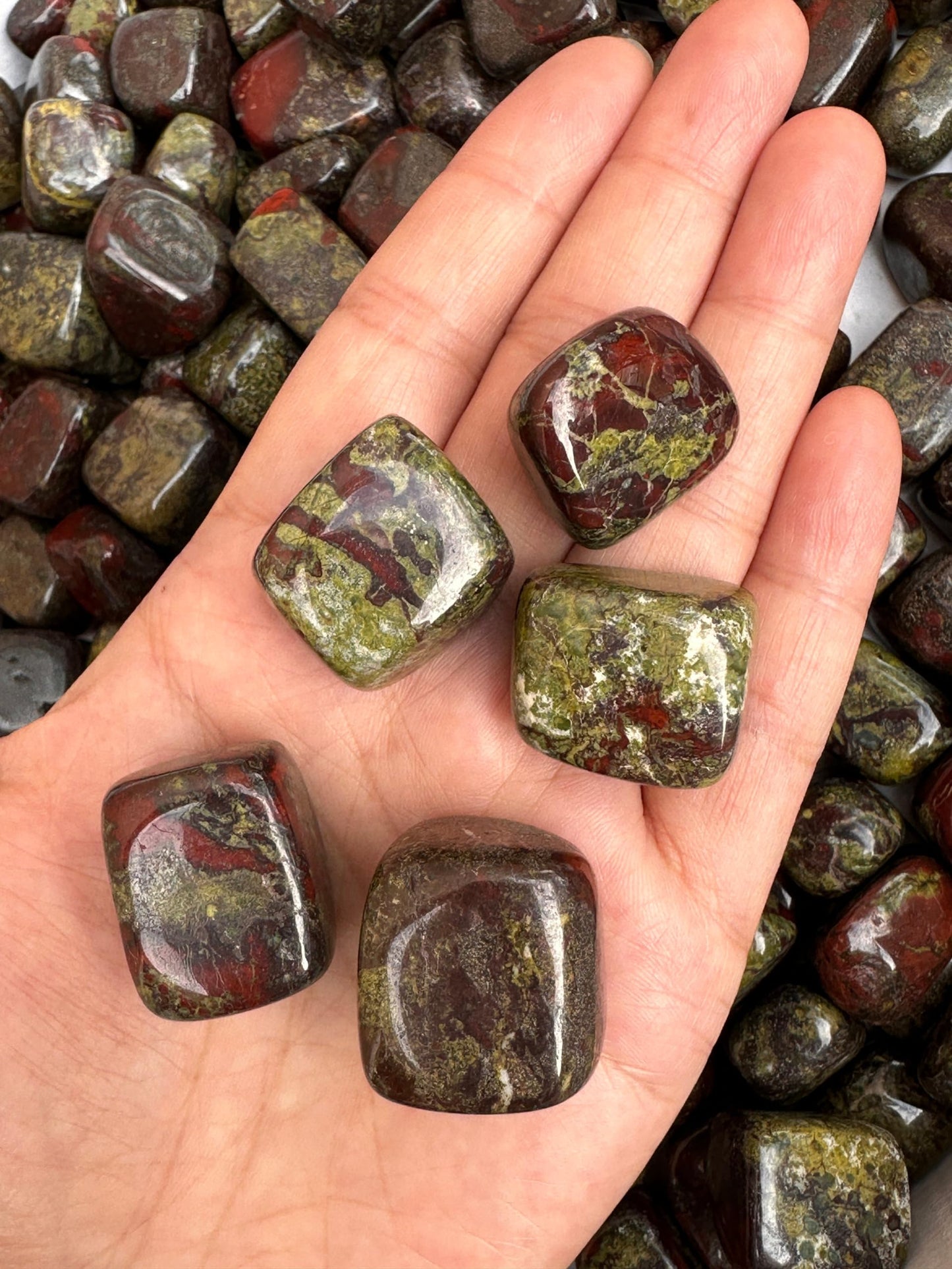 GAF TREASURES 5 Pcs Dragon Blood Jasper Tumbled Stones, Polished Dragon Blood Jasper Gemstone, Dragon Blood Jasper Healing Crystals (Dragon Blood Jasper)